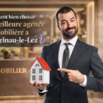 Agence immobilière à Castelnau-le-Lez : conseiller immobilier présentant une maison miniature pour illustrer le choix de la meilleure agence