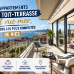 Appartement en toit-terrasse à Nice avec vue mer offrant une terrasse panoramique sur la Méditerranée.